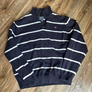 Polo Ralph Lauren Navy and White Striped Quarter Zip Sweater Men’s XL